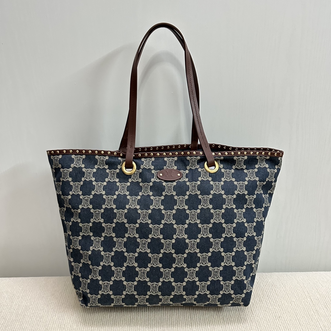 [TOP] CELINE Denim Collection Medieval Tote Bag 48×37cm - Dark Blue