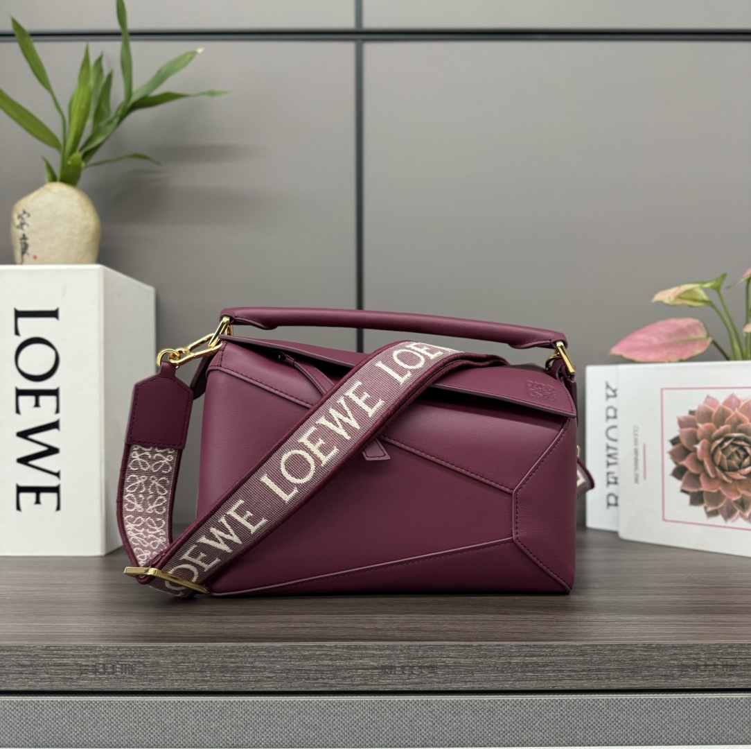 [TOP] LOEWE Puzzle Bag Small Classic Cow Leather Bag 24*10.5*16CM - Red