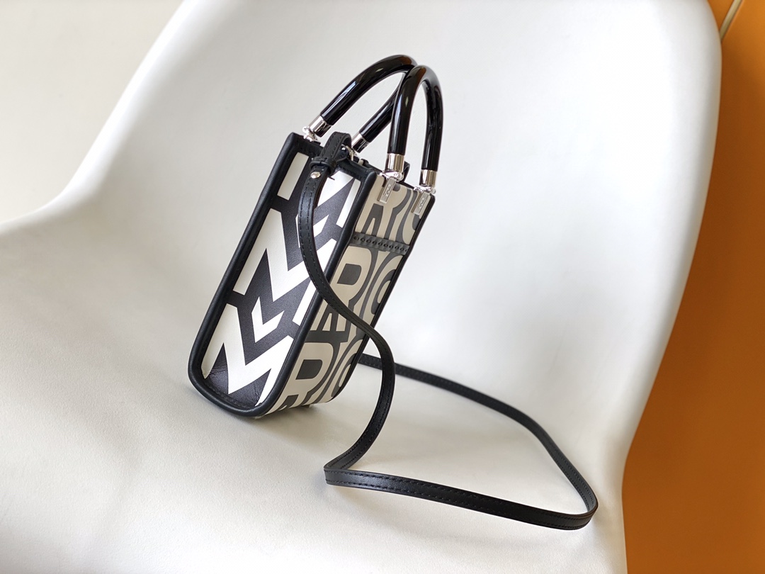 [TOP] FENDI X MARC JACOBS Vitello King Plexiglass Logo Print Mini Fendi Sunshine Shopper Tote Bag 13×6.5×18cm