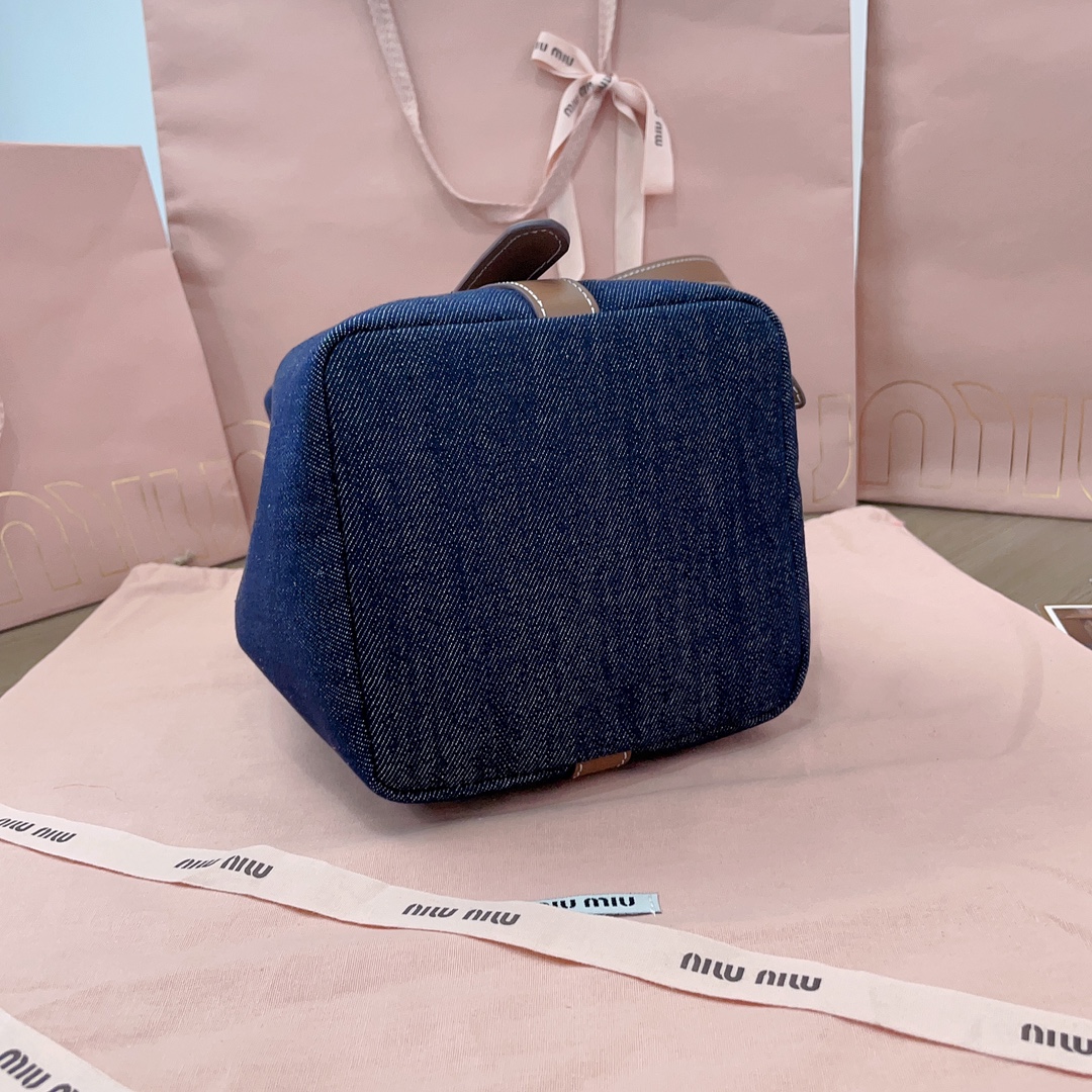 TOP] Miu Miu Denim Bucket Bags 16x22.5x14cm/23x29x17cm - Blue