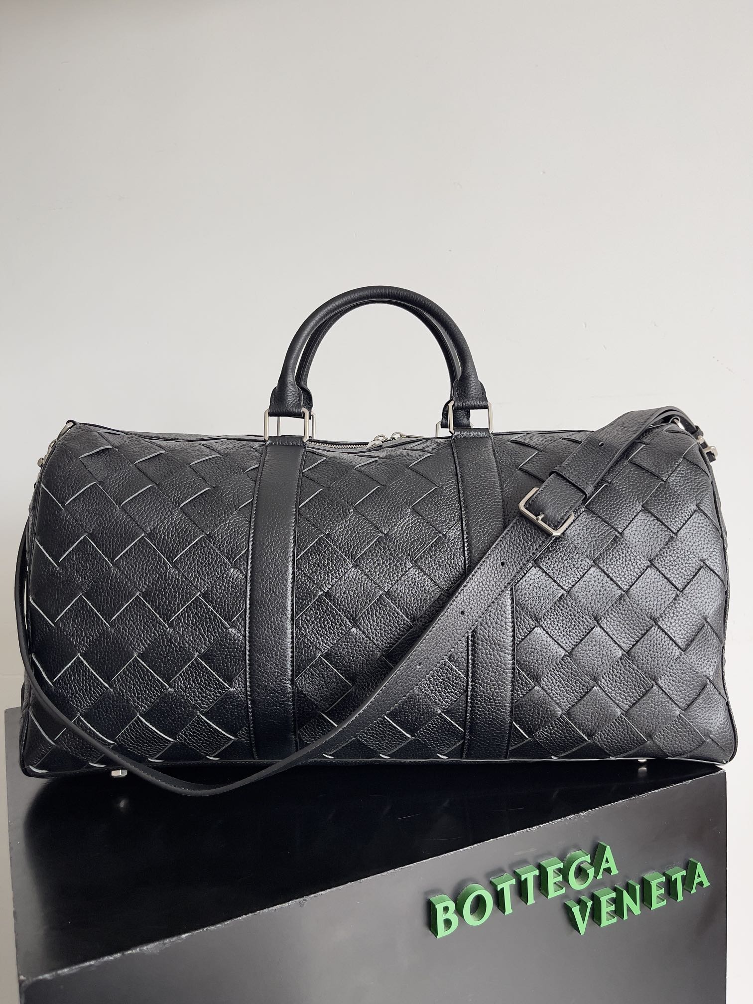 [TOP] Bottega Veneta BV Woven Large Travel Bag 50x27x24cm - Black