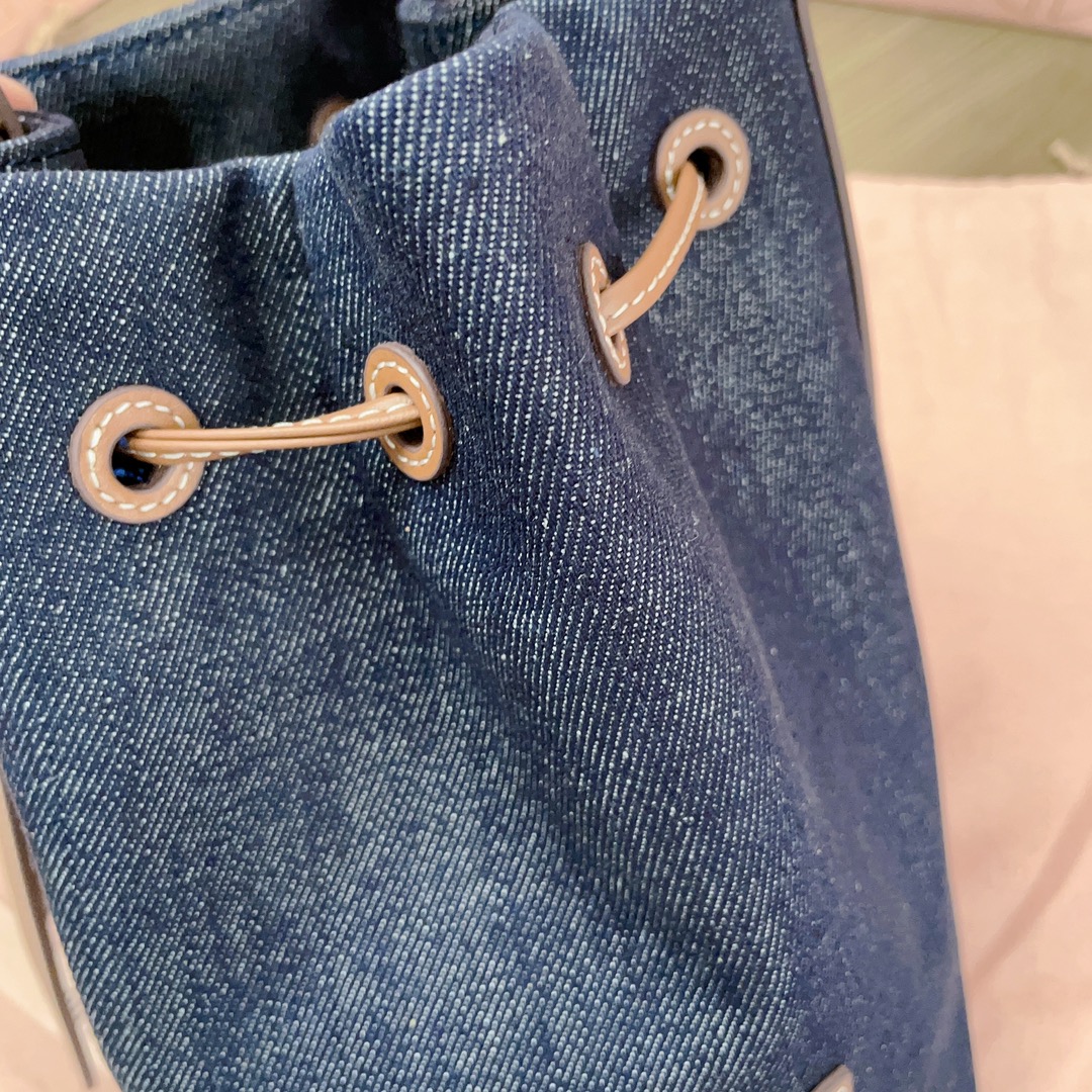 TOP] Miu Miu Denim Bucket Bags 16x22.5x14cm/23x29x17cm - Blue