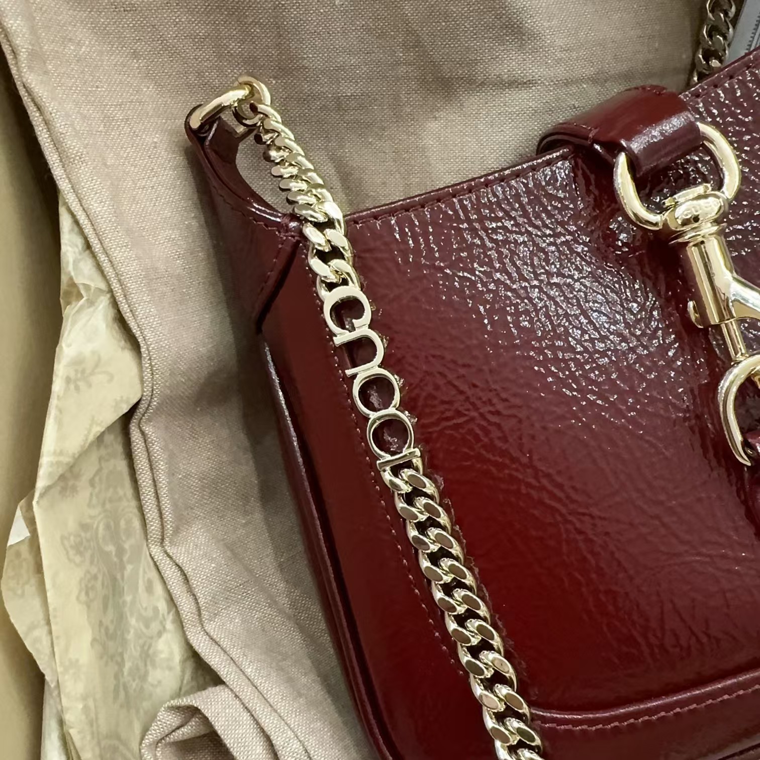 [TOP] GUCCI Jackie Notte Mini Shoulder Bag 19.5x18x3.5cm - Dark Red