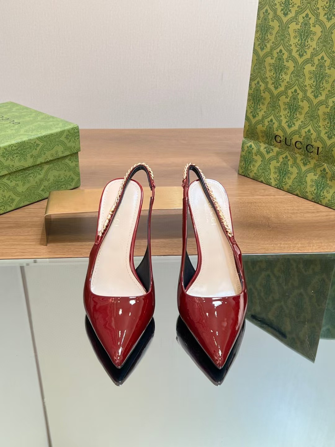 [TOP] GUCCI Women's 4.5cm/10cm High Heel Pumps - Red