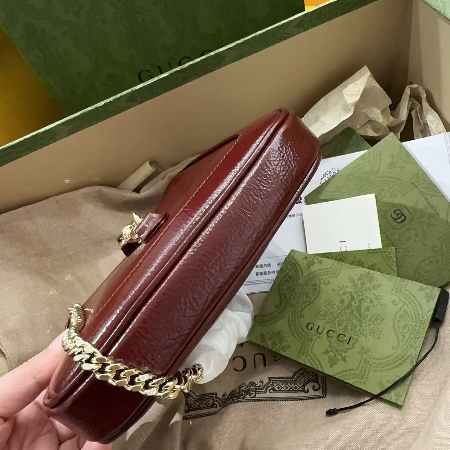 [TOP] GUCCI Jackie Notte Mini Shoulder Bag 19.5x18x3.5cm - Dark Red