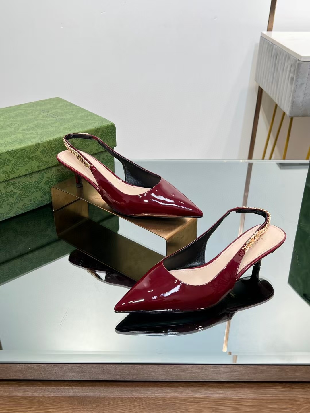 [TOP] GUCCI Women's 4.5cm/10cm High Heel Pumps - Red