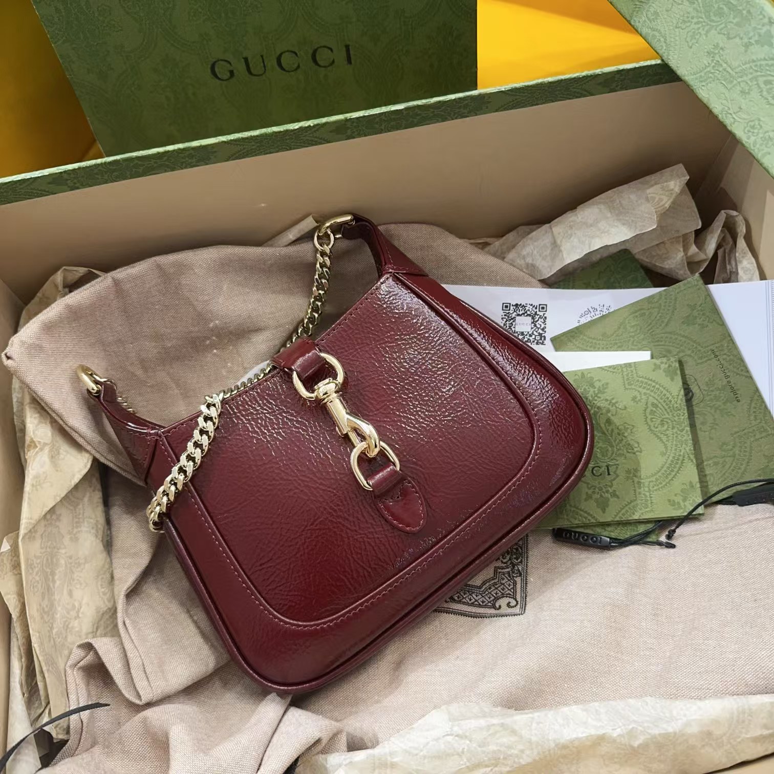 [TOP] GUCCI Jackie Notte Mini Shoulder Bag 19.5x18x3.5cm - Dark Red