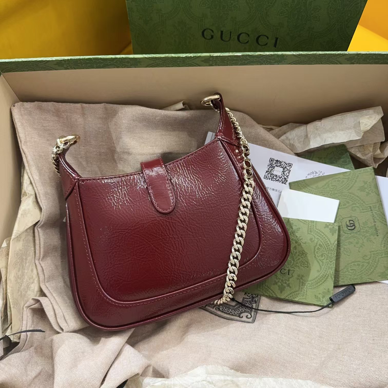 [TOP] GUCCI Jackie Notte Mini Shoulder Bag 19.5x18x3.5cm - Dark Red