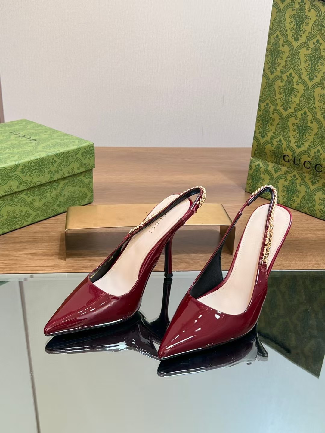 [TOP] GUCCI Women's 4.5cm/10cm High Heel Pumps - Red