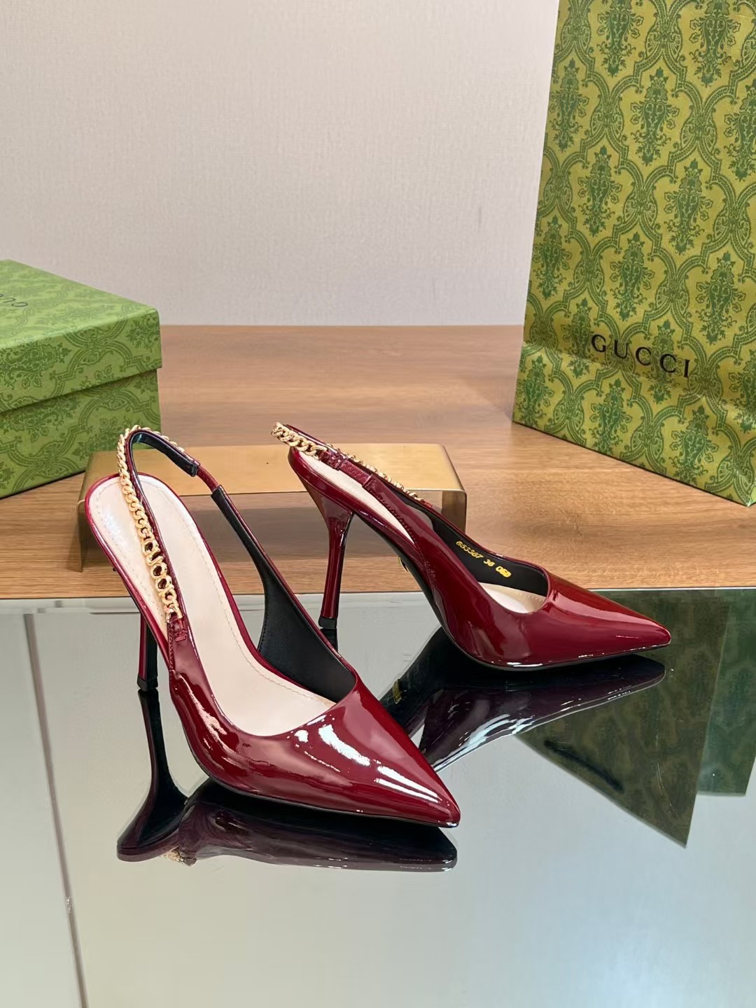 [TOP] GUCCI Women's 4.5cm/10cm High Heel Pumps - Red