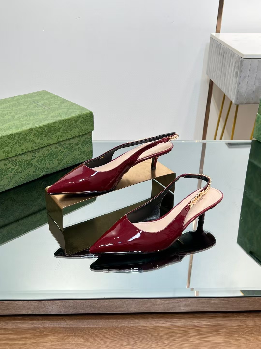 [TOP] GUCCI Women's 4.5cm/10cm High Heel Pumps - Red