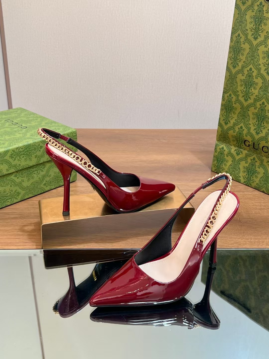 [TOP] GUCCI Women's 4.5cm/10cm High Heel Pumps - Red