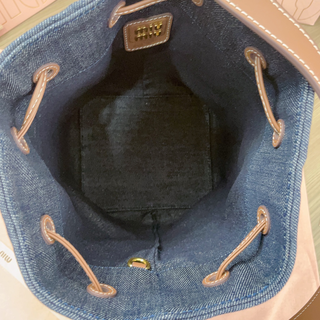TOP] Miu Miu Denim Bucket Bags 16x22.5x14cm/23x29x17cm - Blue
