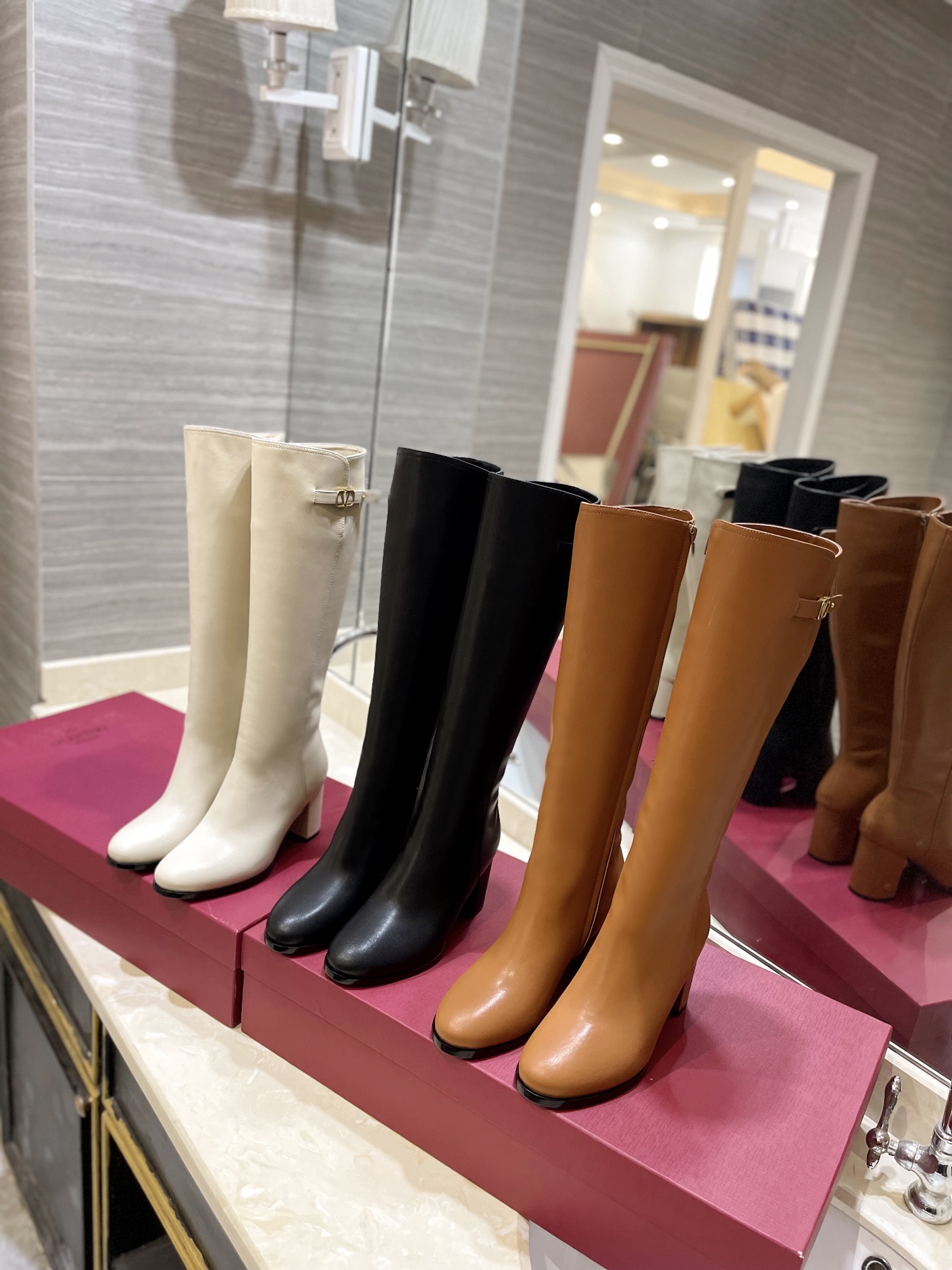 [TOP] VALENTINO 8cm High Heel Long Boots  - 3 Color