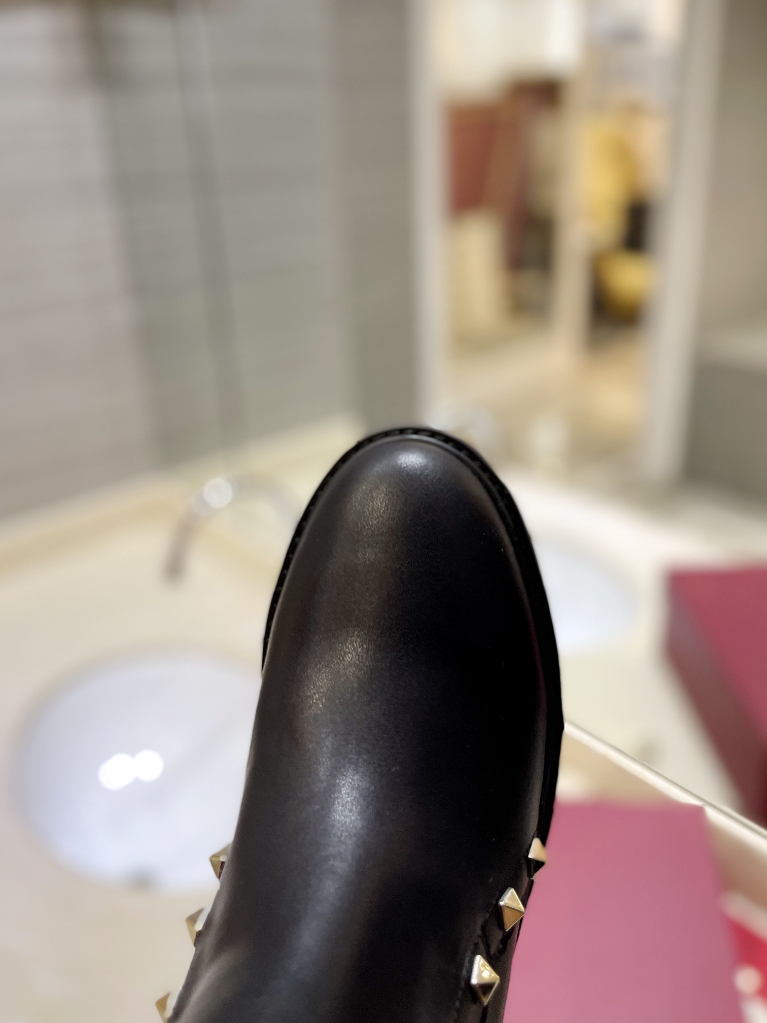 [TOP] VALENTINO 3.5cm Low Heel Short Boots  - Black