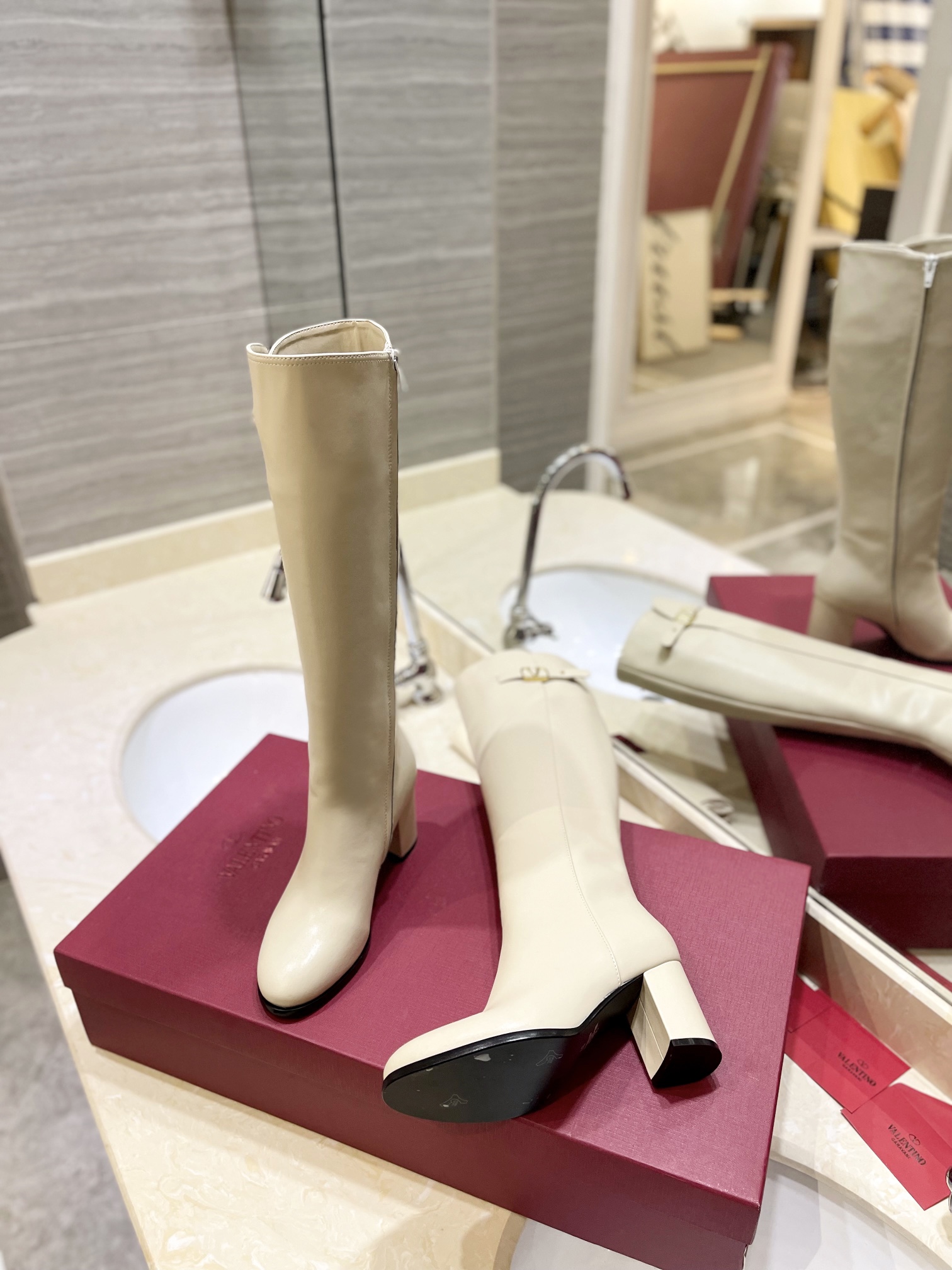 [TOP] VALENTINO 8cm High Heel Long Boots  - 3 Color