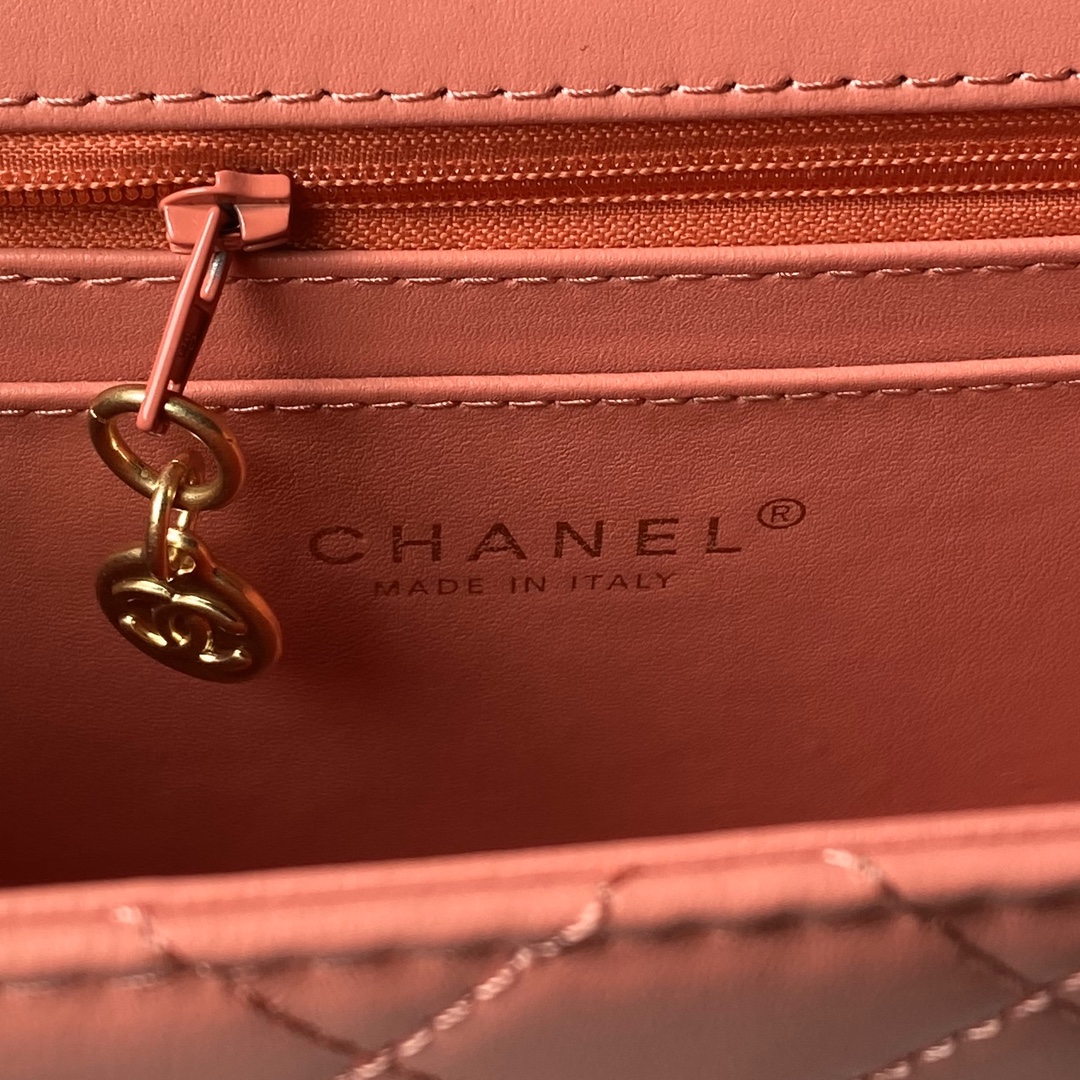 [TOP] CHANEL Double Turn Lock 2 Way Pink Leather Bag 23×16cm-Pink