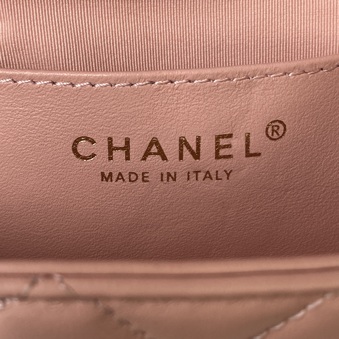 [TOP] CHANEL Flap Bag 12.5X19X6cm - Pink & GHW