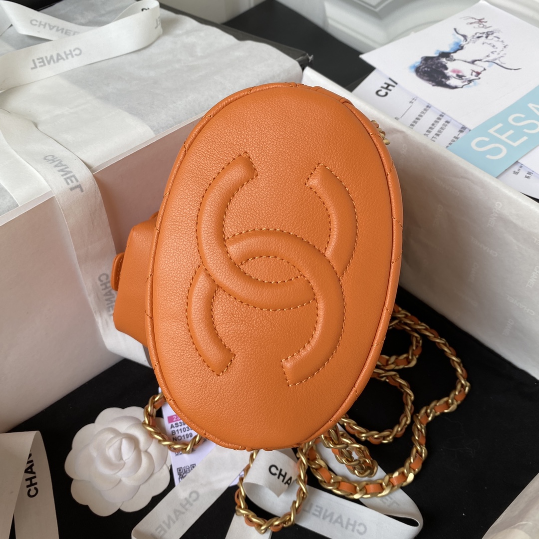 [TOP] CHANEL Small  Backpack 16.5*17*12cm -Orange