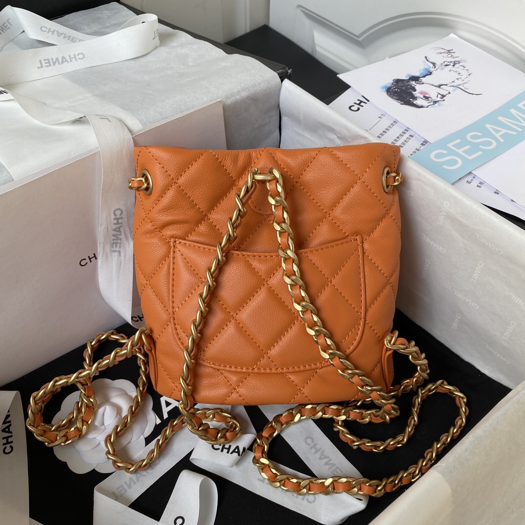 [TOP] CHANEL Small  Backpack 16.5*17*12cm -Orange