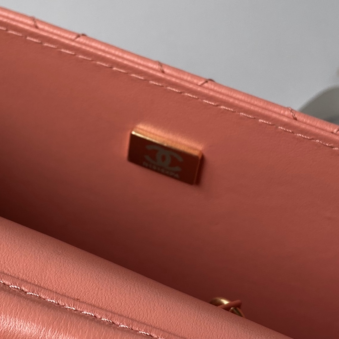 [TOP] CHANEL Double Turn Lock 2 Way Pink Leather Bag 23×16cm-Pink