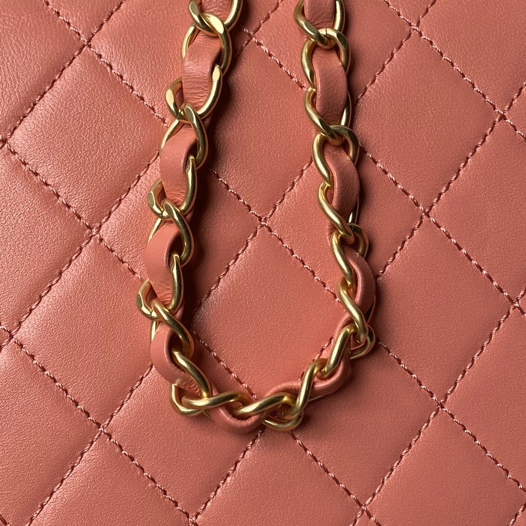 [TOP] CHANEL Double Turn Lock 2 Way Pink Leather Bag 23×16cm-Pink