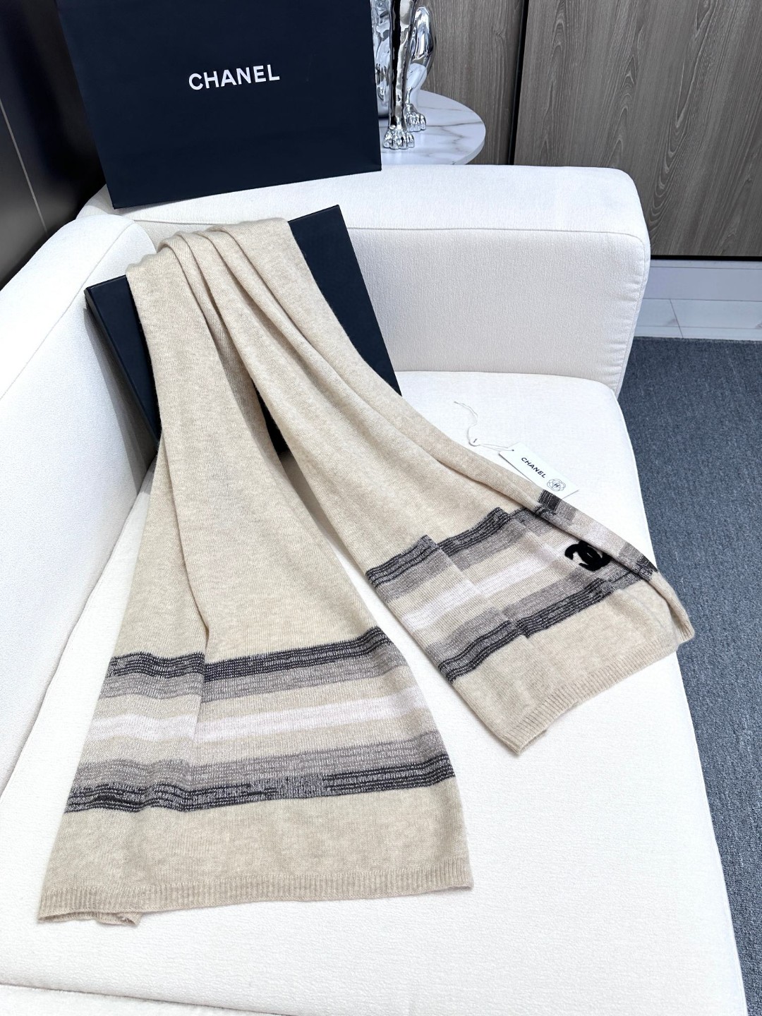 [TOP] CHANEL Classic Scarf 50X210 cm - 2 Colors