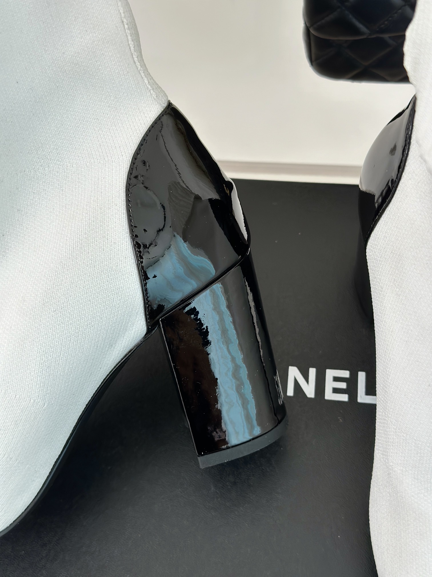 [TOP] CHANEL High Heel Sock Boots - Black & White