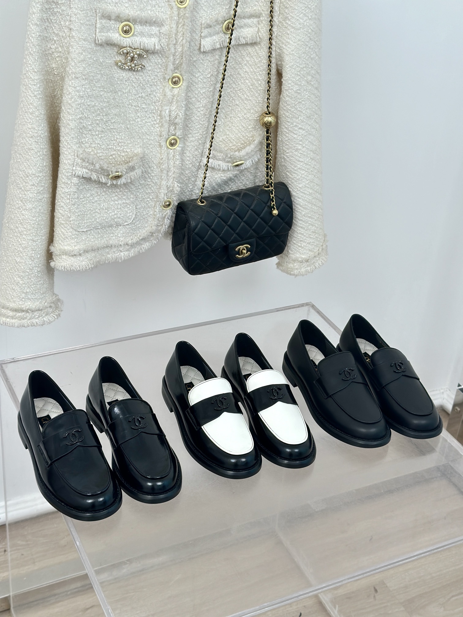 [TOP] CHANEL Color Matching Thick-soled Loafers with Black CC Buckle  - 3 Color