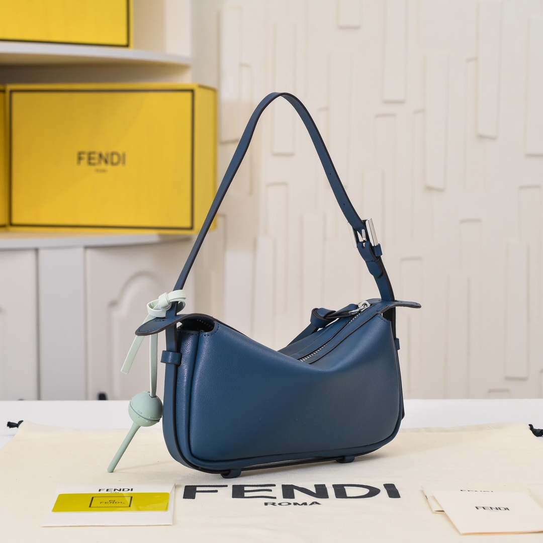 [TOP] FENDI Simply Fendi Shoulder Bag 22×13×4.5CM -Blue