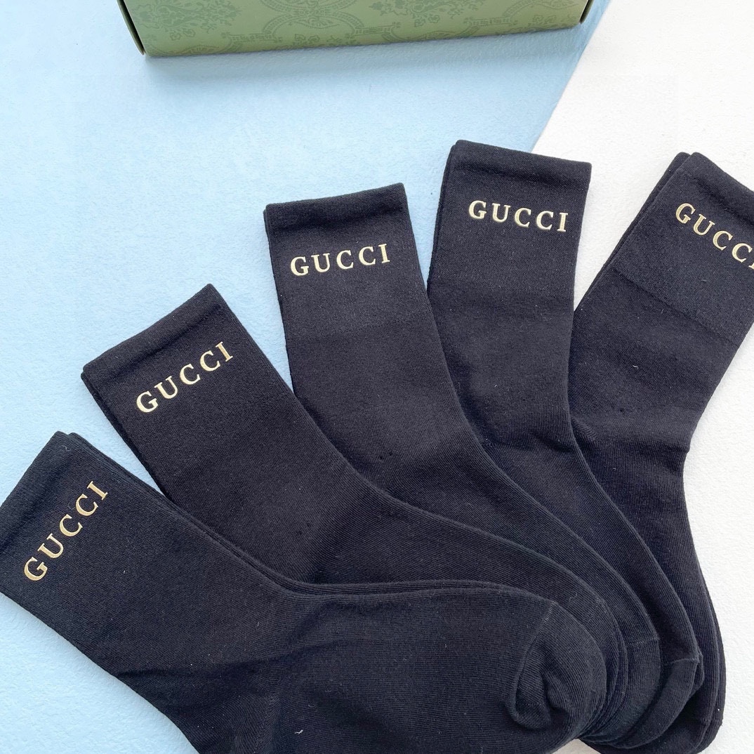 [TOP] GUCCI  Men's Socks-5 Pieces as a Set
