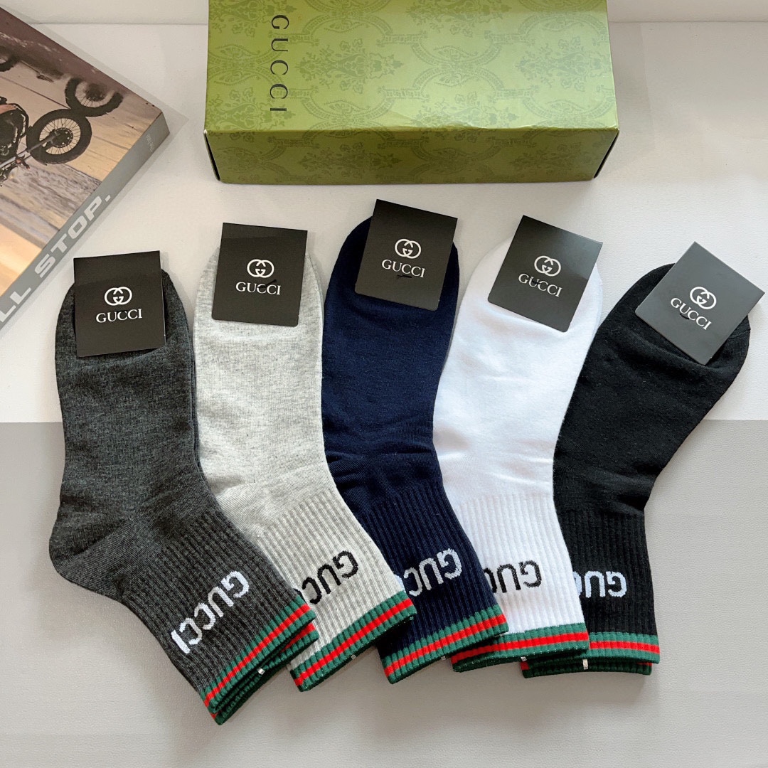 [TOP] GUCCI  Men's Socks -5 Pieces as a Set
