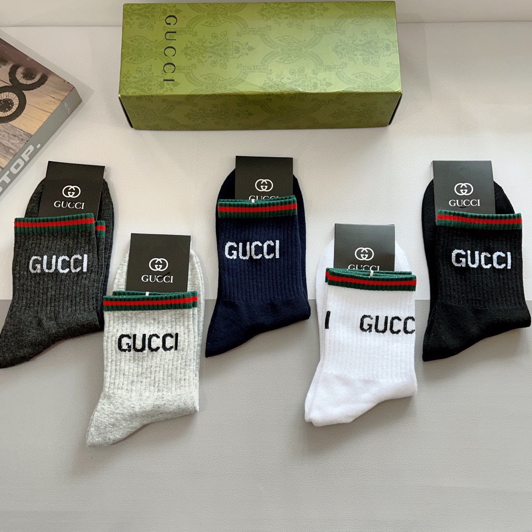 [TOP] GUCCI  Men's Socks -5 Pieces as a Set