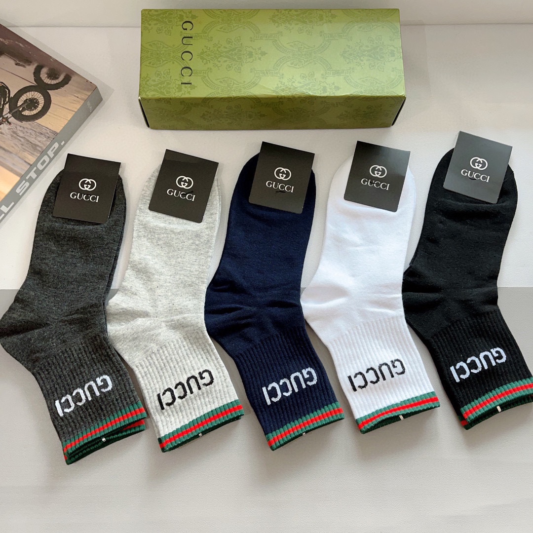 [TOP] GUCCI  Men's Socks -5 Pieces as a Set