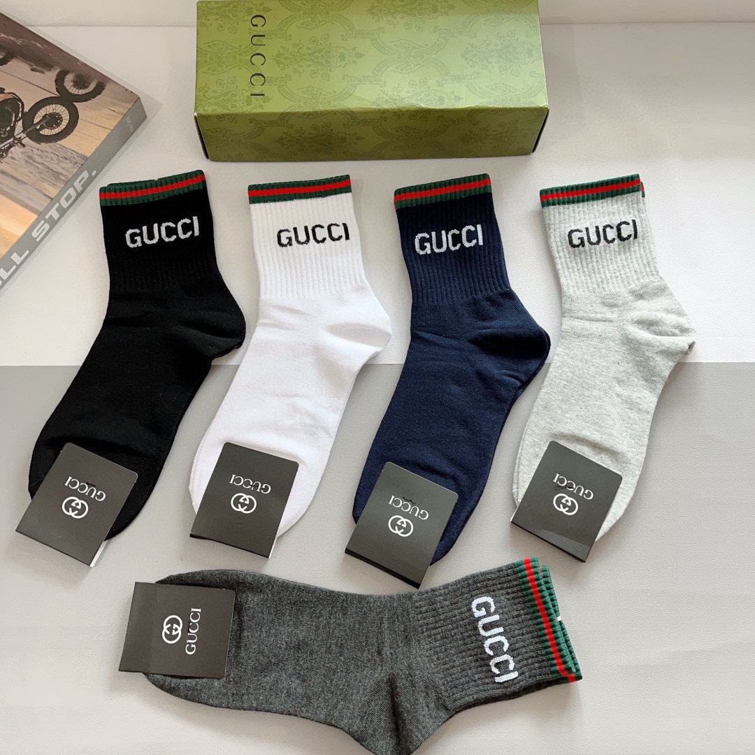 [TOP] GUCCI  Men's Socks -5 Pieces as a Set