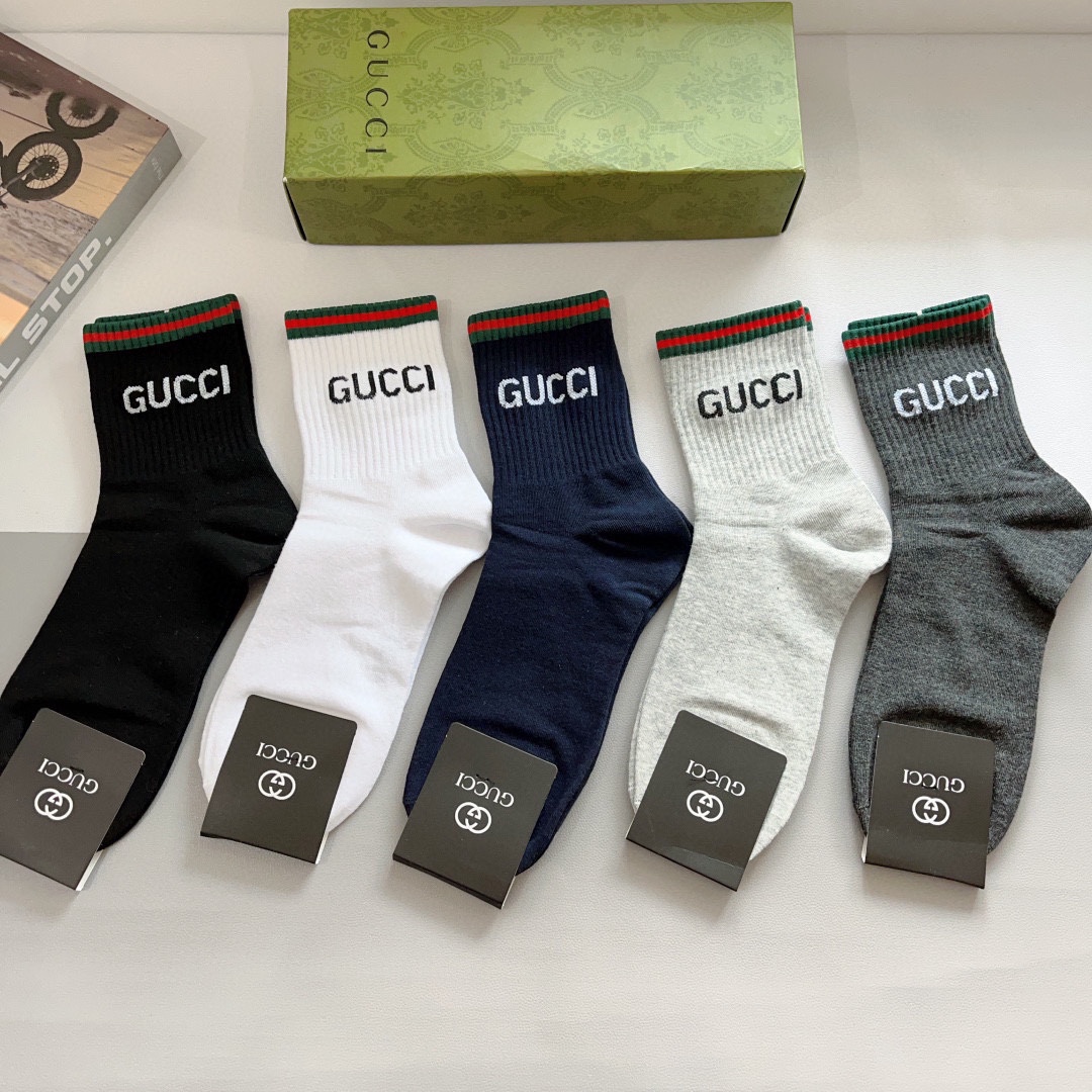 [TOP] GUCCI  Men's Socks -5 Pieces as a Set