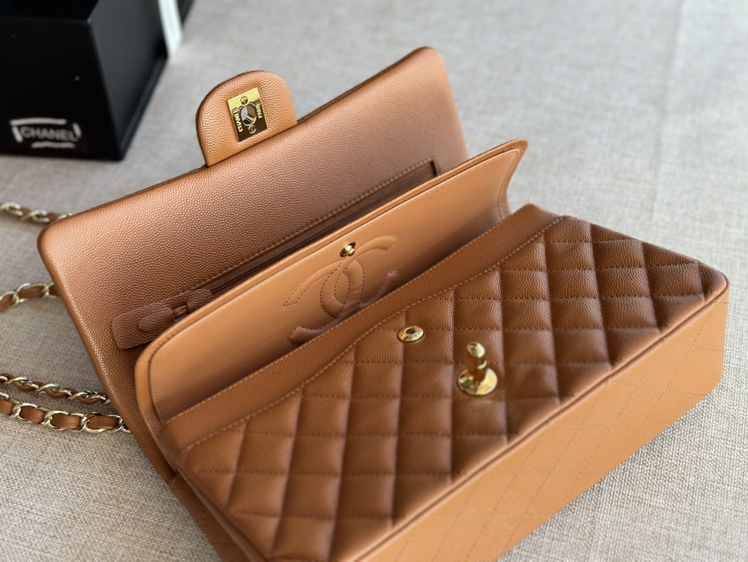 [TOP] CHANEL Classic Flap Bag  15.5*25.5*6.5cm -Brown & GHW
