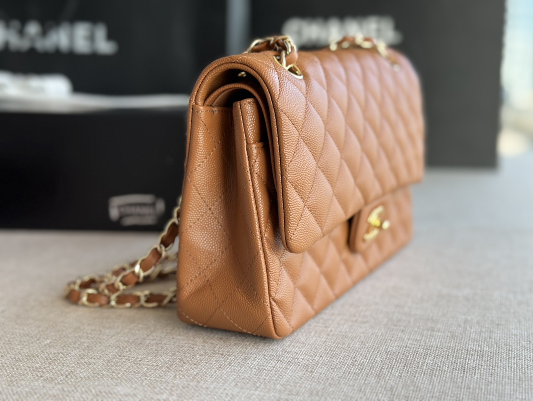 [TOP] CHANEL Classic Flap Bag  15.5*25.5*6.5cm -Brown & GHW