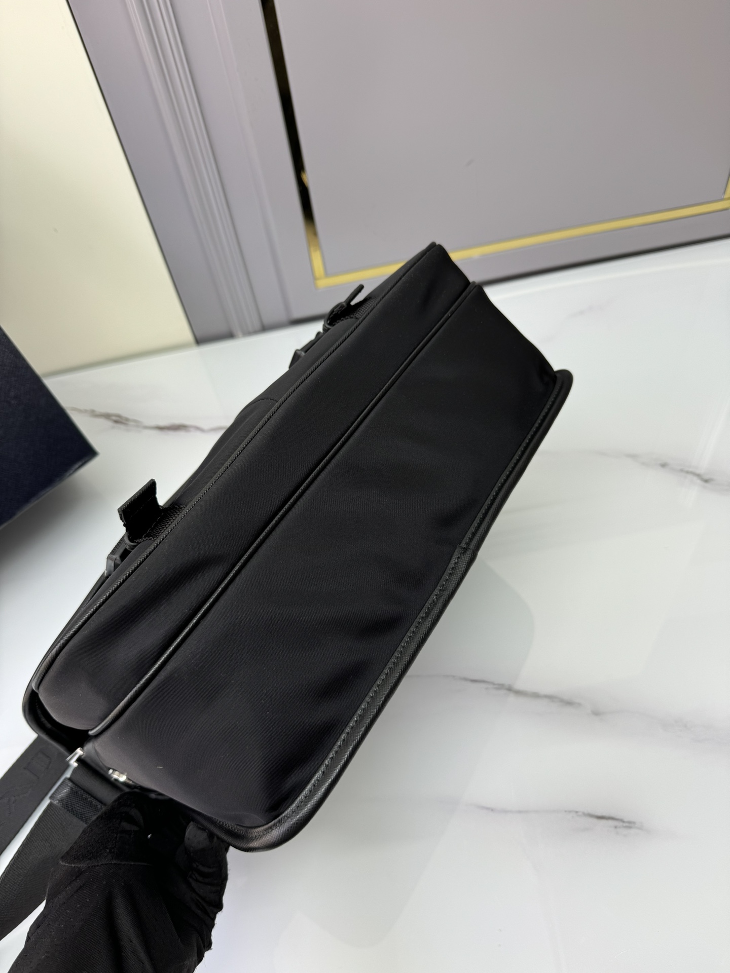 [TOP] PRADA Messenger Bag Nylon 26x20x10cm/32x24x12cm - Black