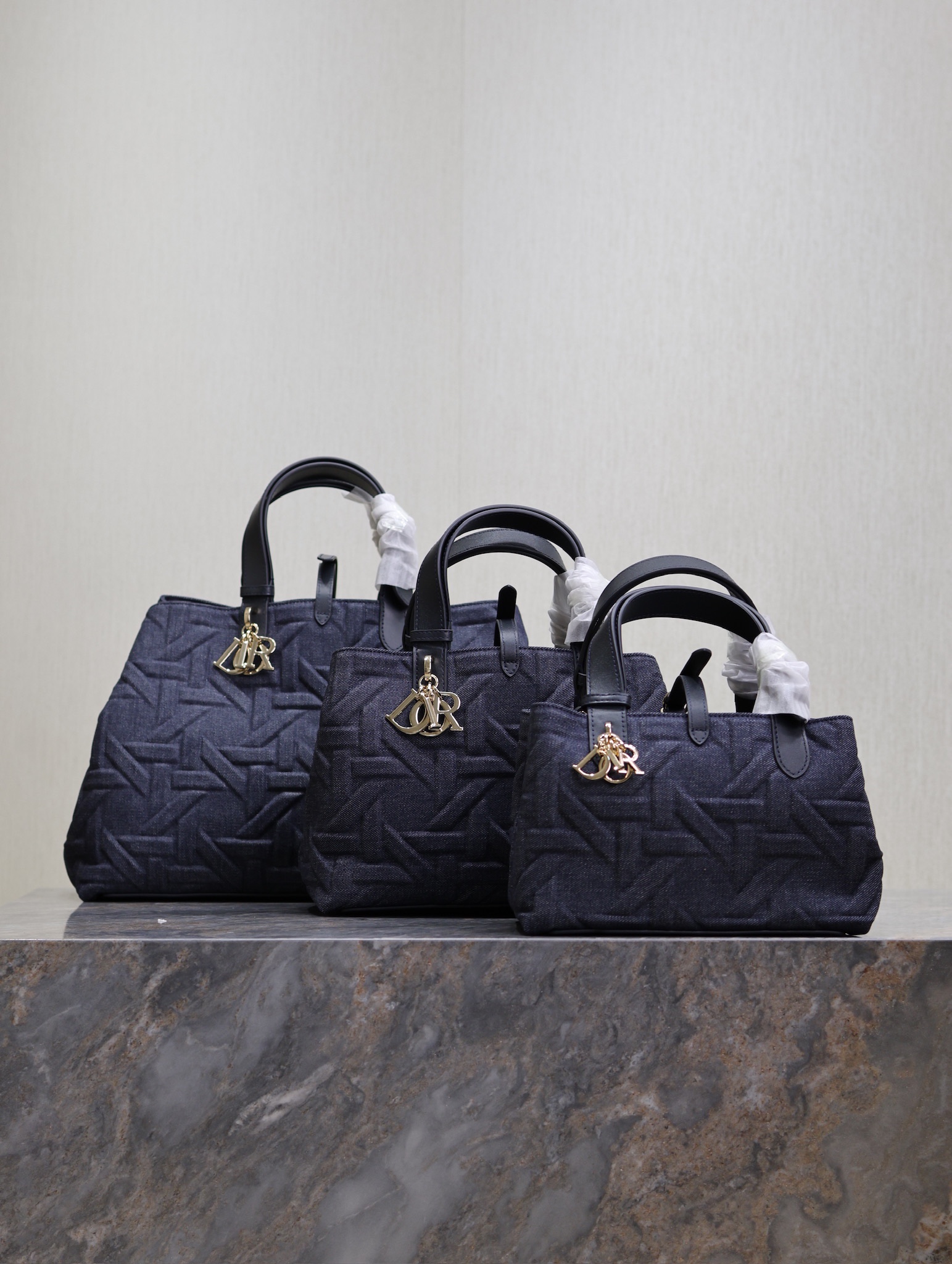 [TOP] Christian Dior Toujours Handbag 3 Sizes 23cm/28.5cm/37cm - Dark Blue