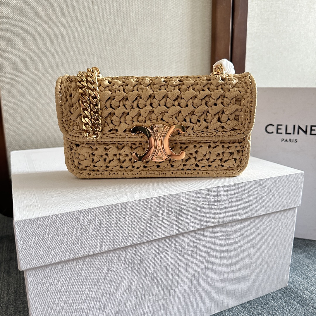 [TOP] CELINE Triomphe Bags Woven Plant Chain Handbag 20.5 X 10.5 X 4cm - 2 Colour