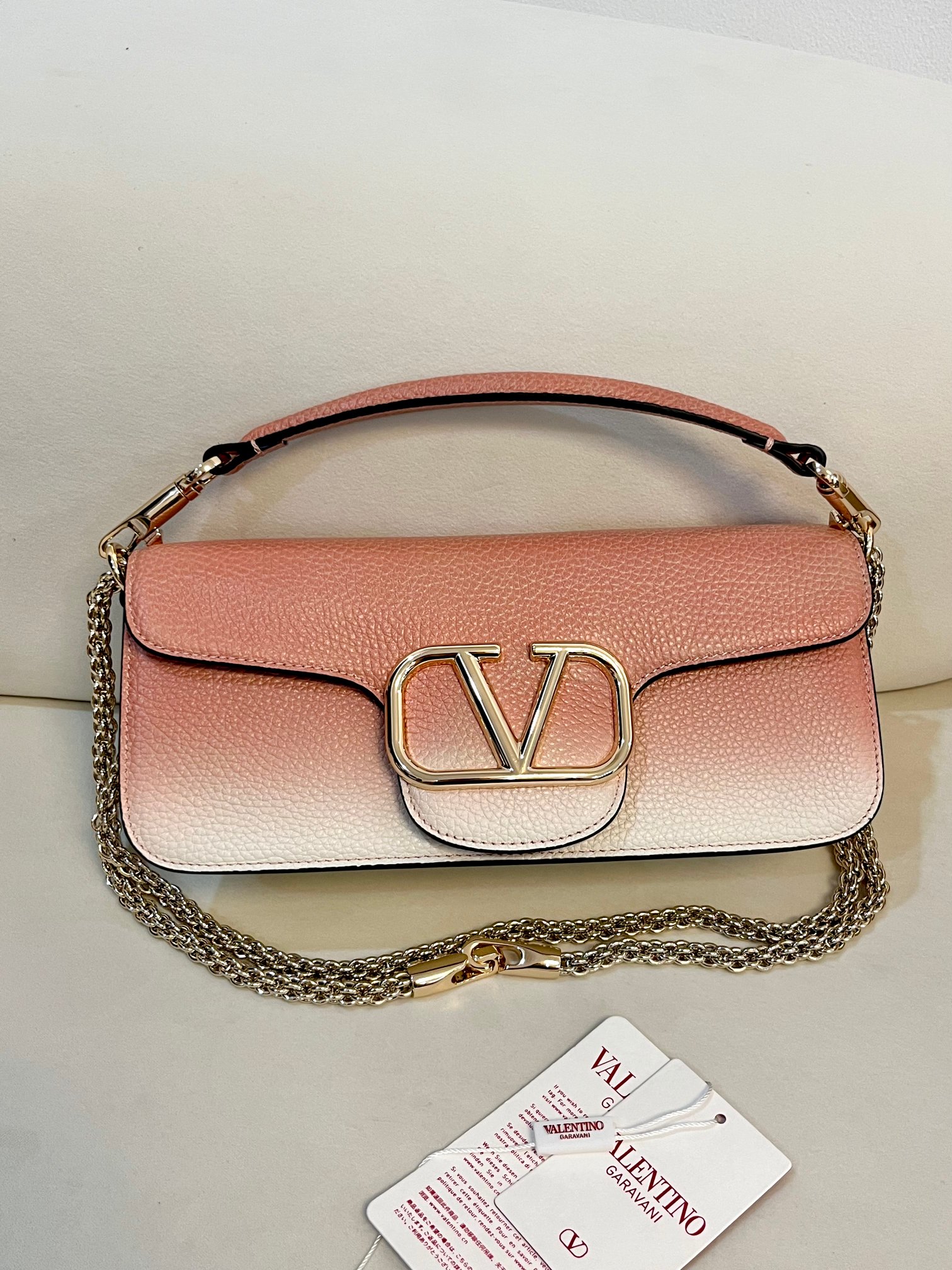 [TOP] VALENTINO Loco Bag Calfskin Handbag with Gold Buckle 20x11x5cm/27x13x6cm - 2 Color