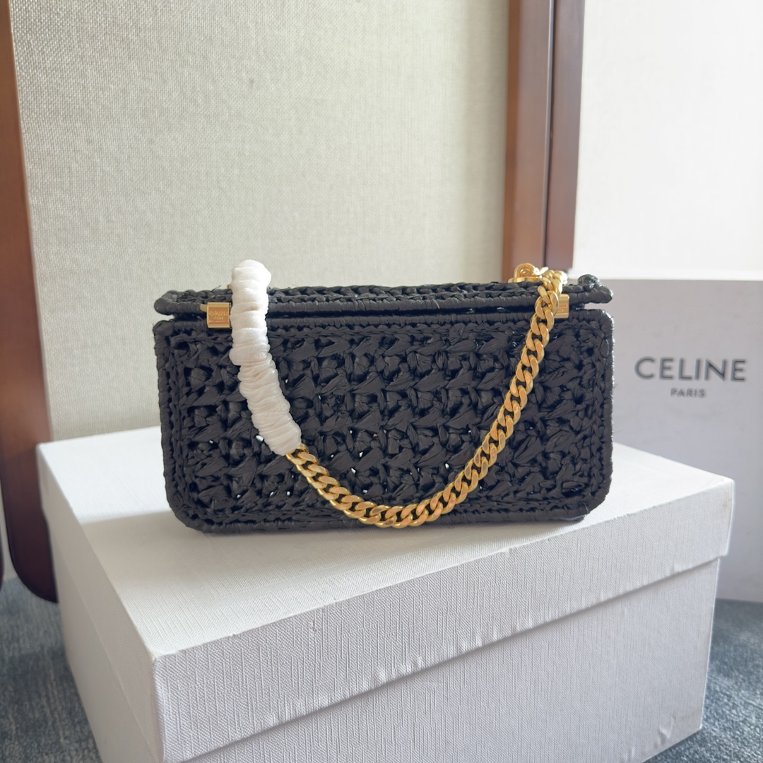 [TOP] CELINE Triomphe Bags Woven Plant Chain Handbag 20.5 X 10.5 X 4cm - 2 Colour