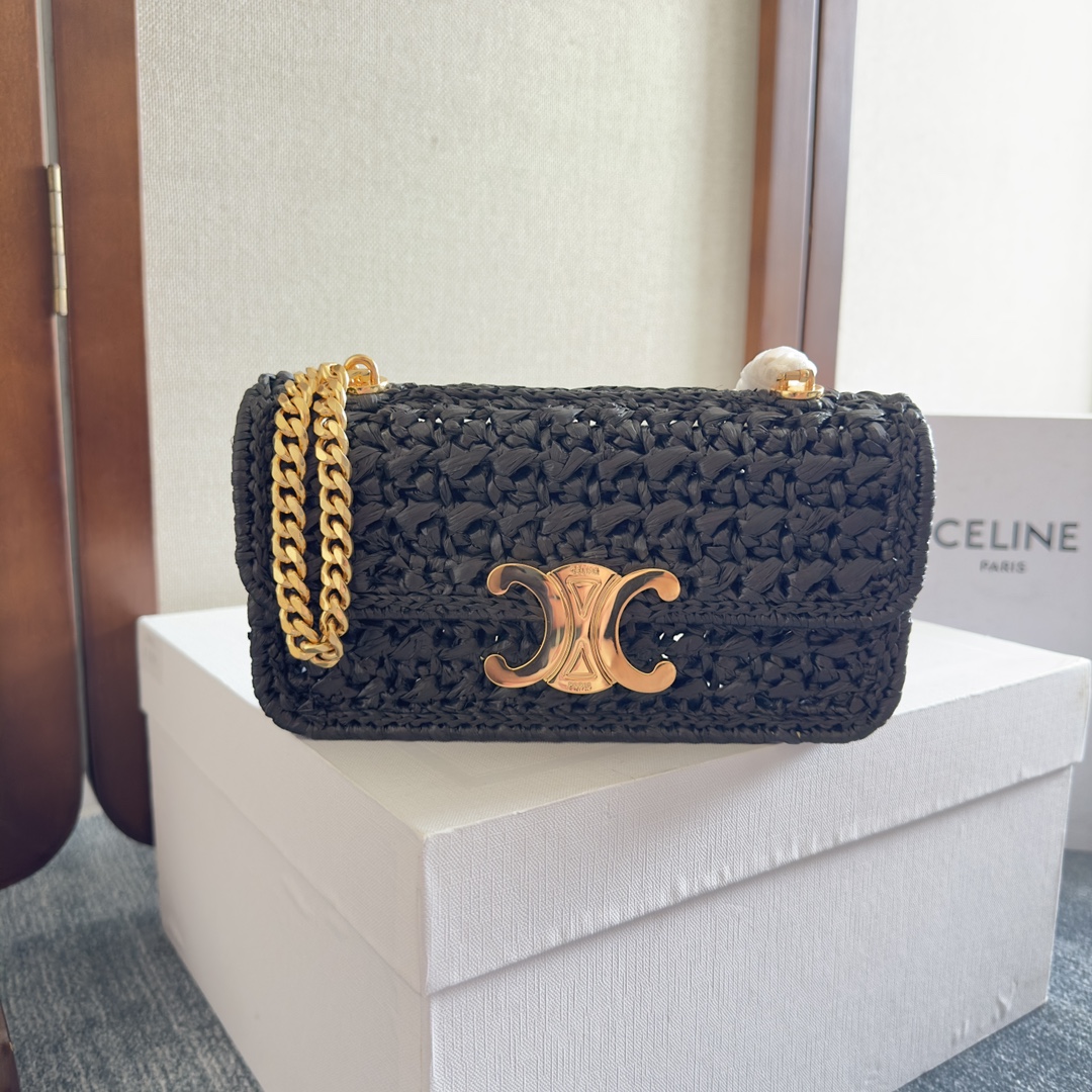 [TOP] CELINE Triomphe Bags Woven Plant Chain Handbag 20.5 X 10.5 X 4cm - 2 Colour