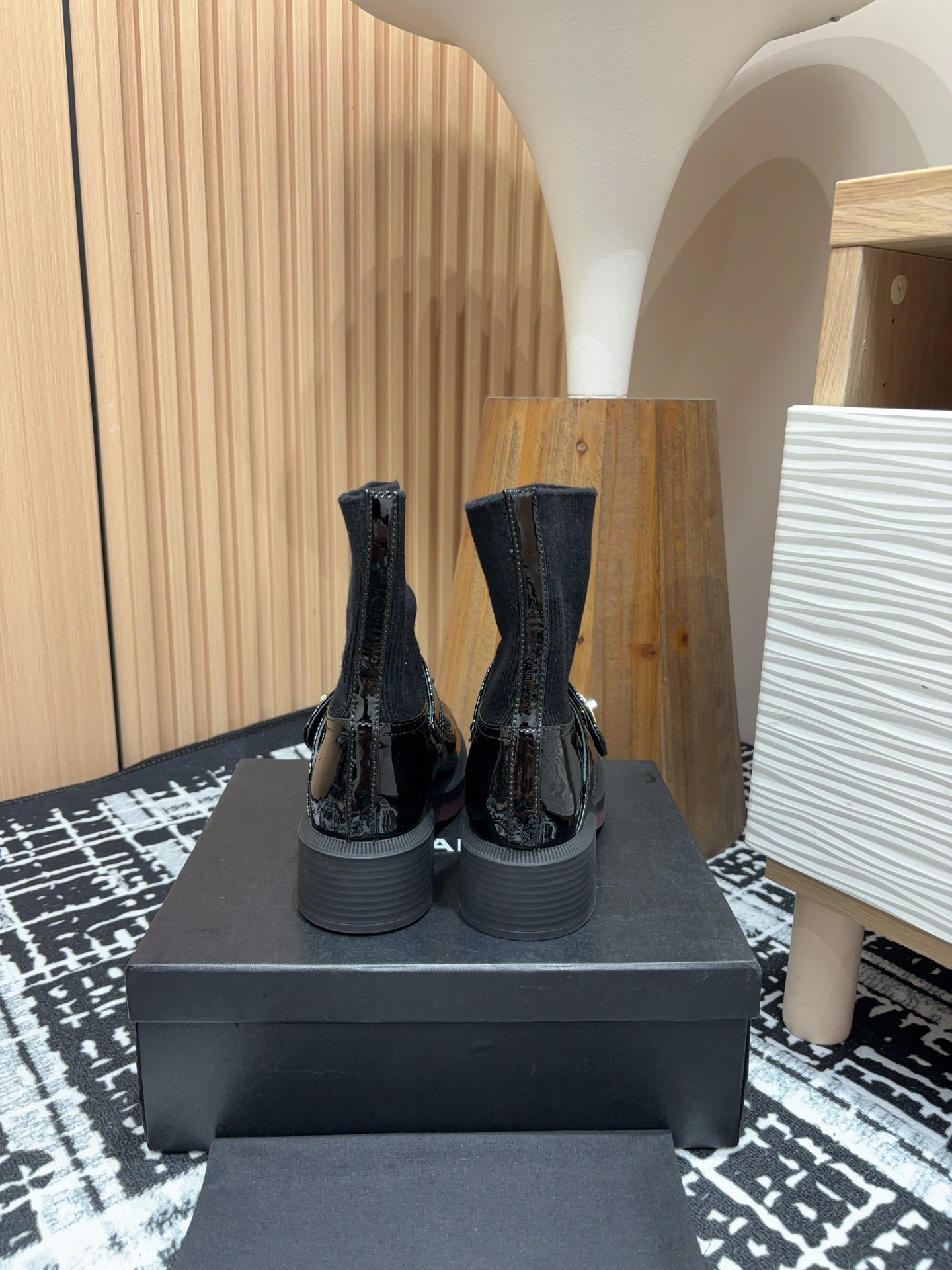 [TOP] CHANEL Mary Jane Socks Low-calf/High-calf Boots - Black