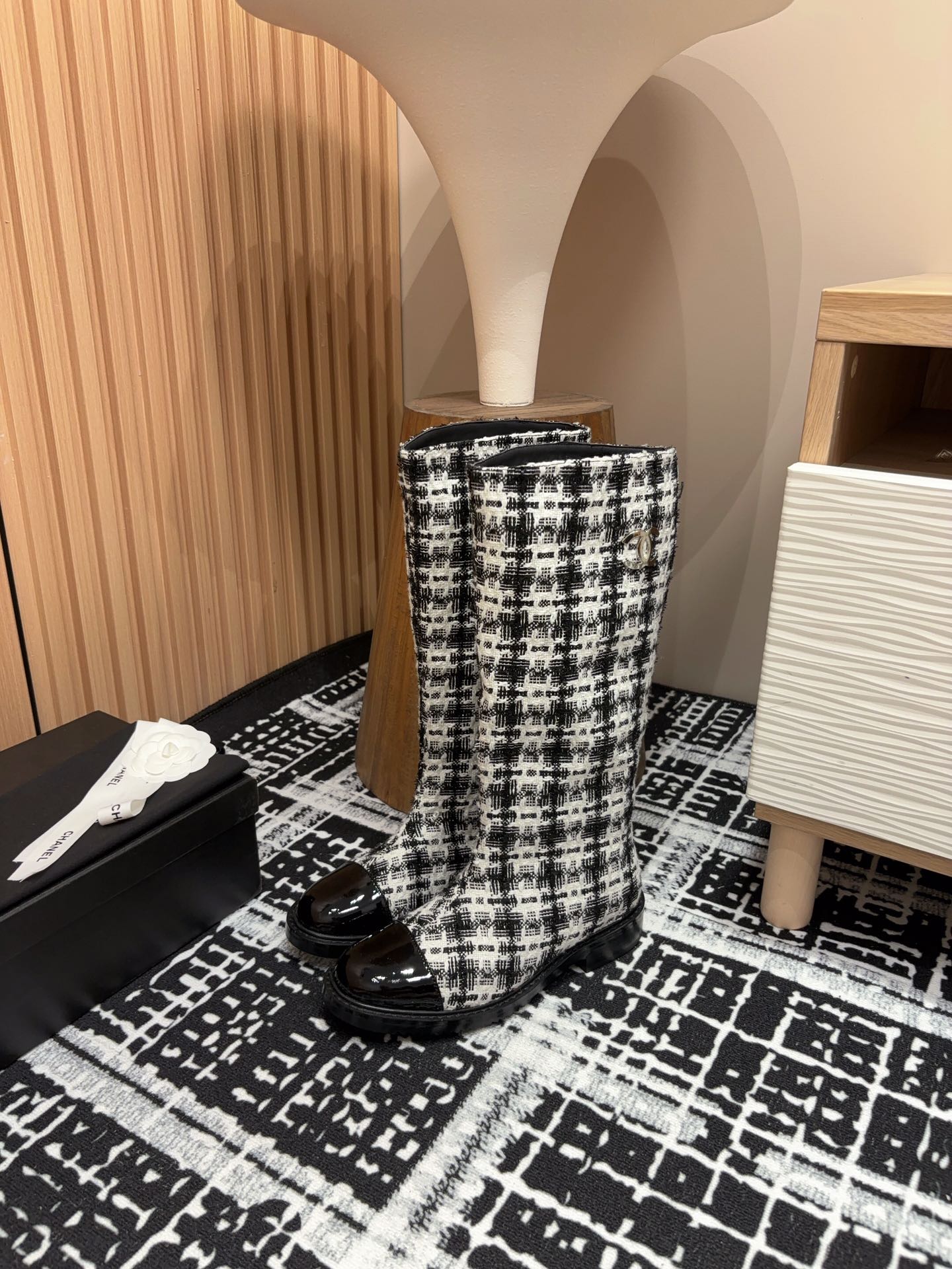 [TOP] CHANEL Woolen Cloth High-calf Boots - 3 Color