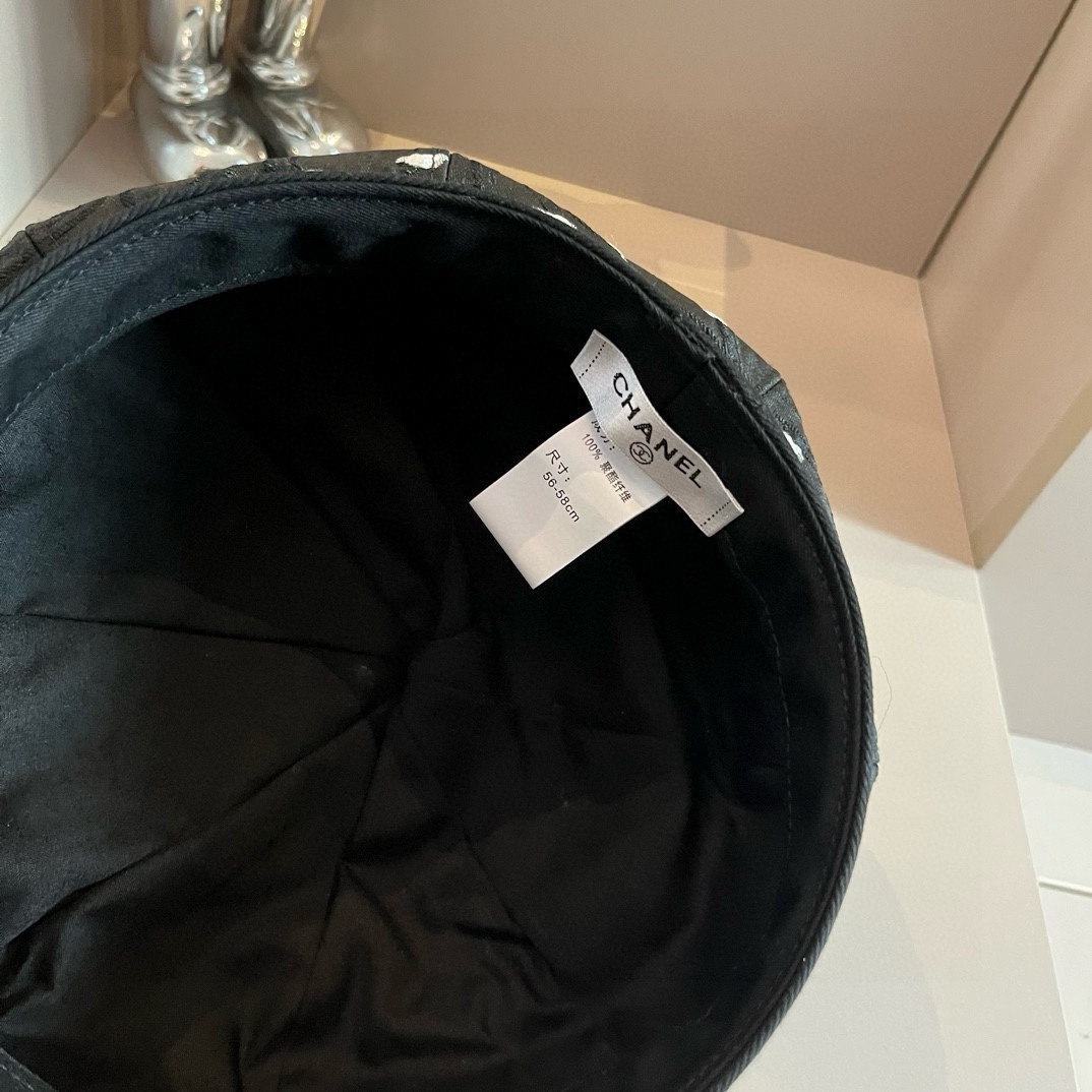 [TOP] CHANEL Polka Dot Painter Hat 57cm - 2 Colour