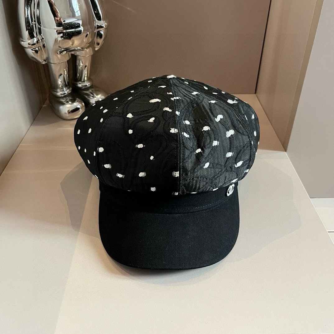 [TOP] CHANEL Polka Dot Painter Hat 57cm - 2 Colour