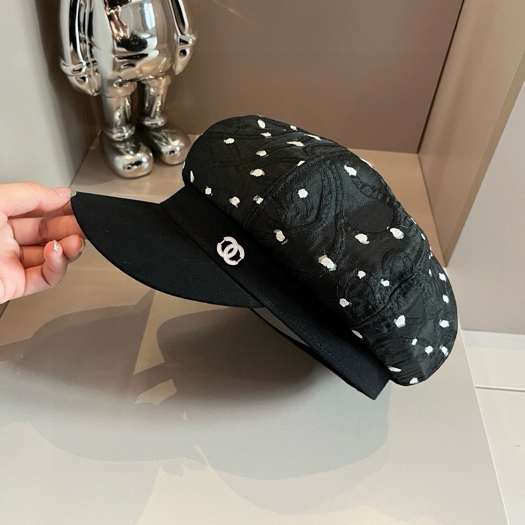 [TOP] CHANEL Polka Dot Painter Hat 57cm - 2 Colour