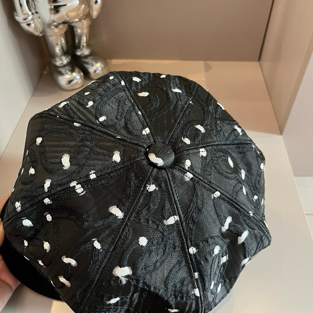 [TOP] CHANEL Polka Dot Painter Hat 57cm - 2 Colour